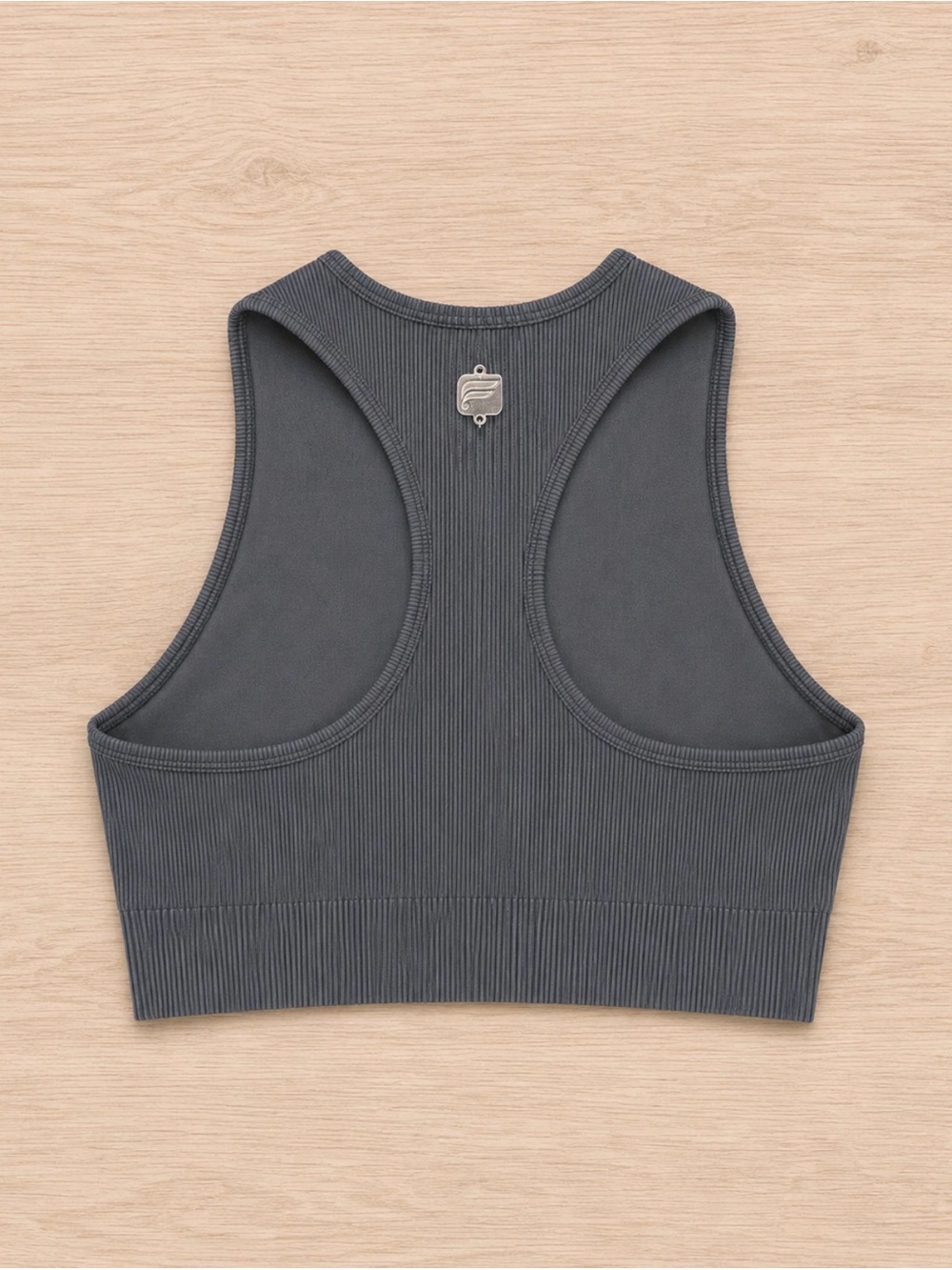 Fabletics Charcoal Ribbed Wrap Crop Tank - Picture 2 of 2